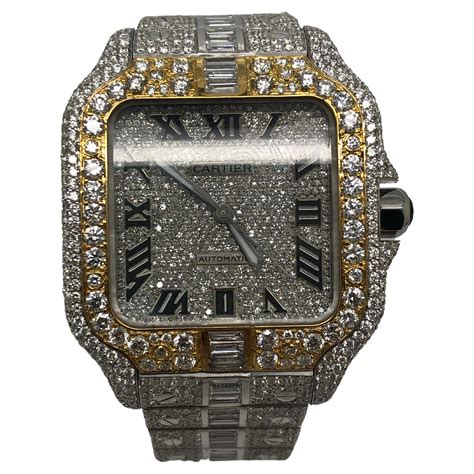 fake iced out cartier watch|cartier iced out diamond watch.